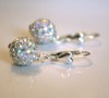 Clear Swarovski crystal bead earrings with sterling silver heart bale.