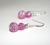Pink Swarovski crystal bead earrings with sterling silver fishhook.